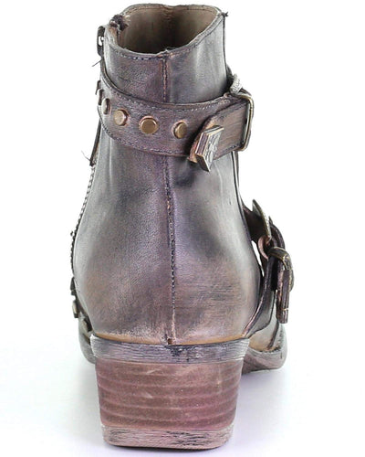 Circle G Women's Harness and Studs Fashion Booties Round Toe Black 7.5 M