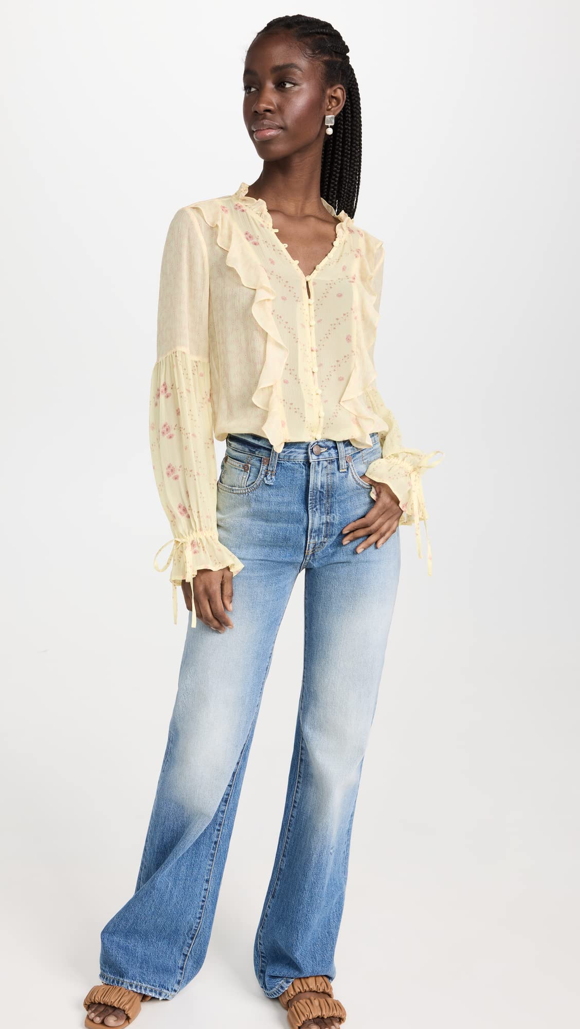 PAIGE Women's Haiku Blouse, Pale Daffodil Multi Mix, S