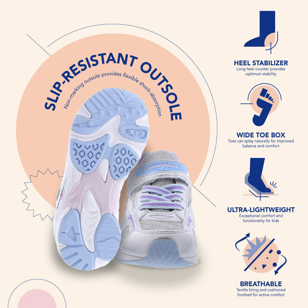 TSUKIHOSHI 3537 GLITZ Strap-Closure Machine-Washable Child Sneaker Shoe with Wide Toe Box and Slip-Resistant, Non-Marking Outsole - For Toddlers and Little Kids, Ages 1-8 Little Kid (4-8 Years) 1 Little Kid Silver/Lavender