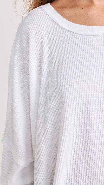 Free People Women's Microphone Drop Thermal Top, Ivory, White, XS
