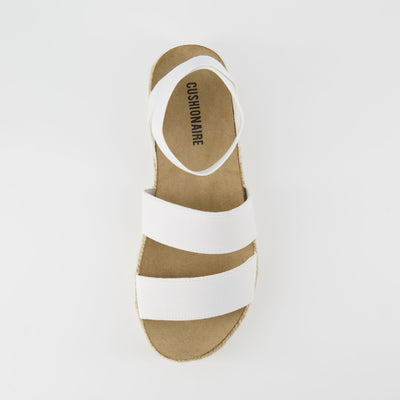 CUSHIONAIRE Women's Mandy Cork Espadrille Platform Sandal - Strappy Wedge with Arch Support, White 8