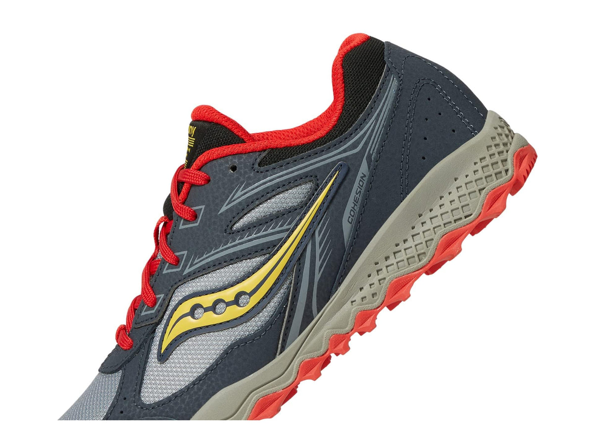 Saucony Cohesion TR14 Lace to Toe Trail Running Shoe, Navy/Grey/RED, 5.5 US Unisex Big Kid