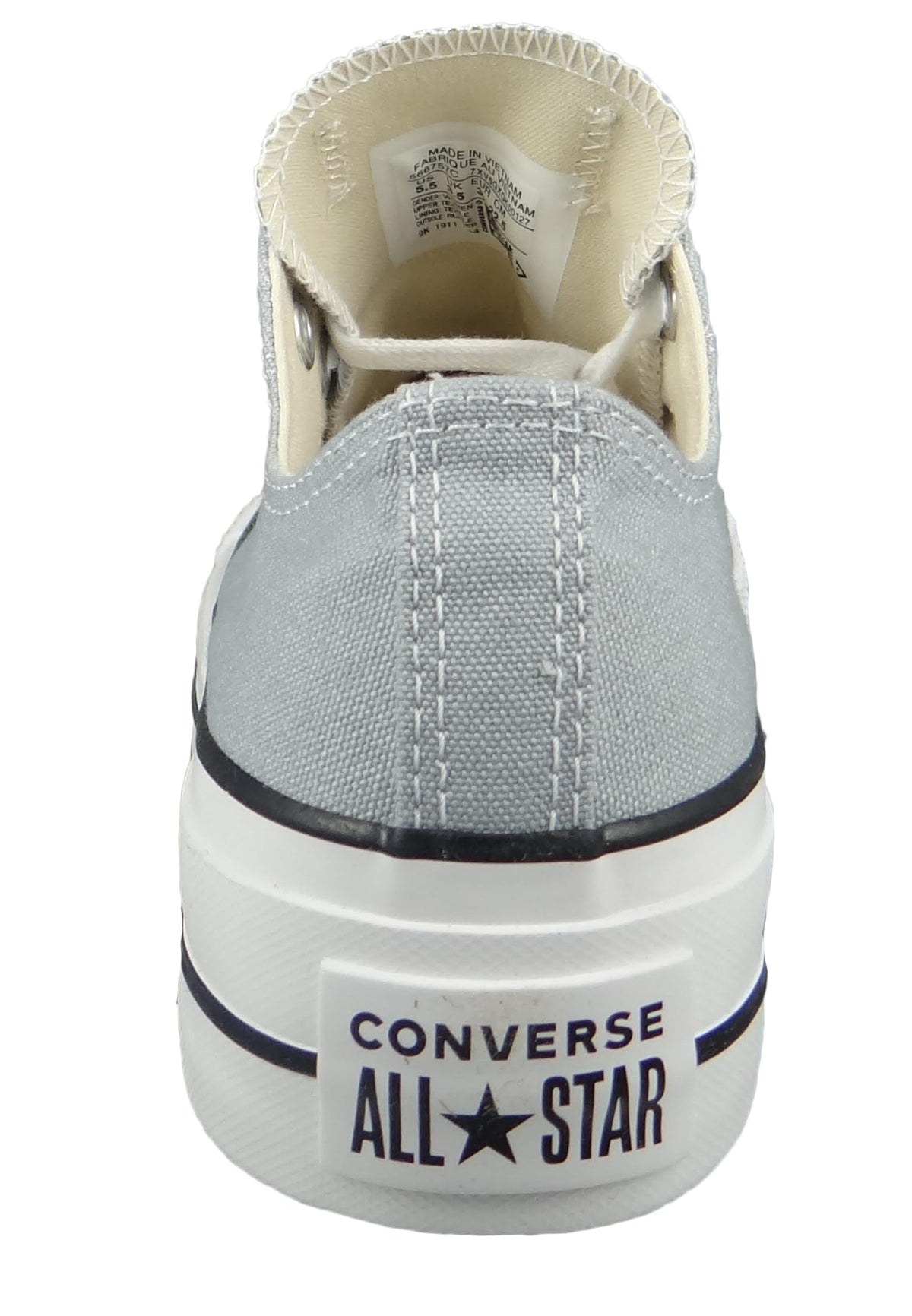 Converse Women's Seasonal Colour Platform Chuck Taylor All Star Low Top Wolf Grey/White/Black Womens 9