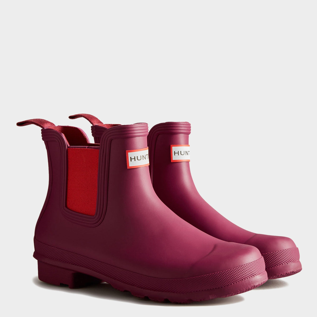 Hunter Original Women's Waterproof Chelsea Boot (Hayes Burgundy/Chill Red, US Size 7)