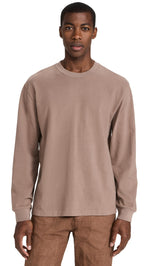 Madewell Men's Brushed Long Sleeve Boxy Tee, Wet Pebble, Tan, L