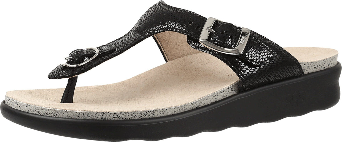 SAS Women's Sanibel Comfort Thong Sandal 11 Black Snake