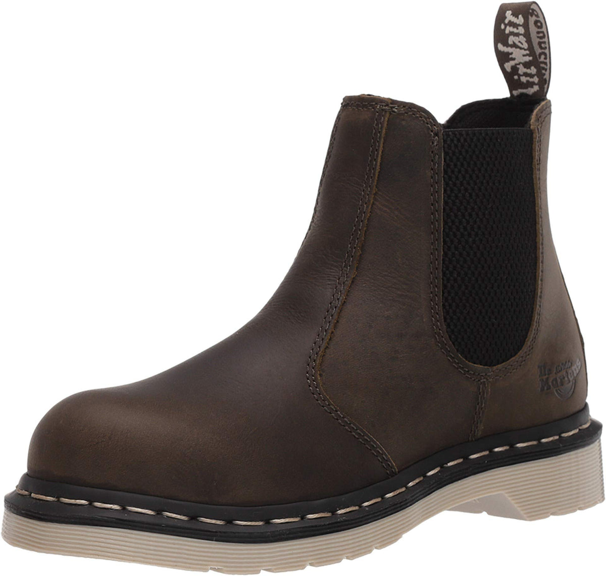 Dr. Martens Women's Arbor Steel Toe Work Boot, DMs Olive Wyoming, 9
