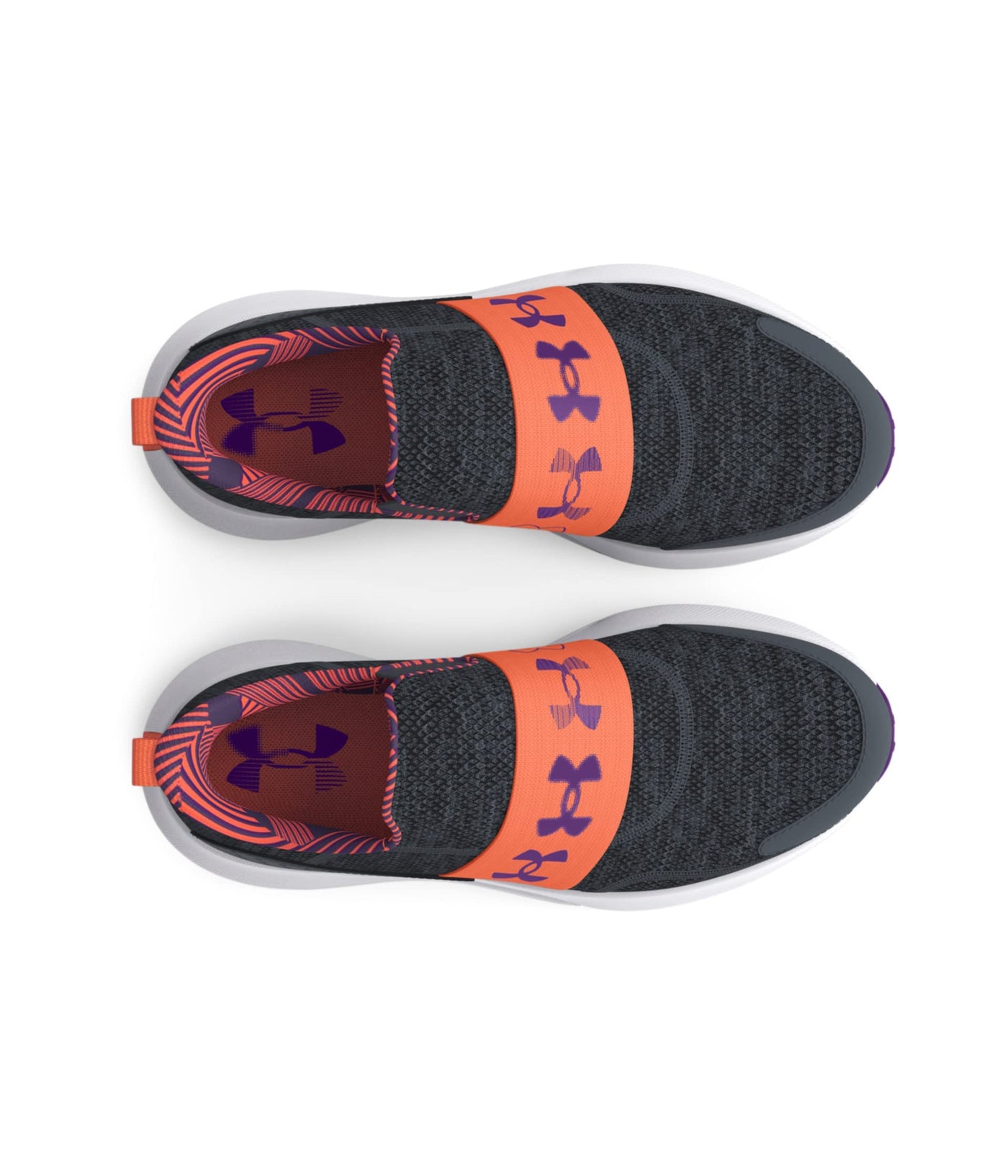 Under Armour Boy's Surge 3 Slip-On Print (Big Kid) Pitch Gray/Orange Blast/Galaxy Purple 4 Big Kid M