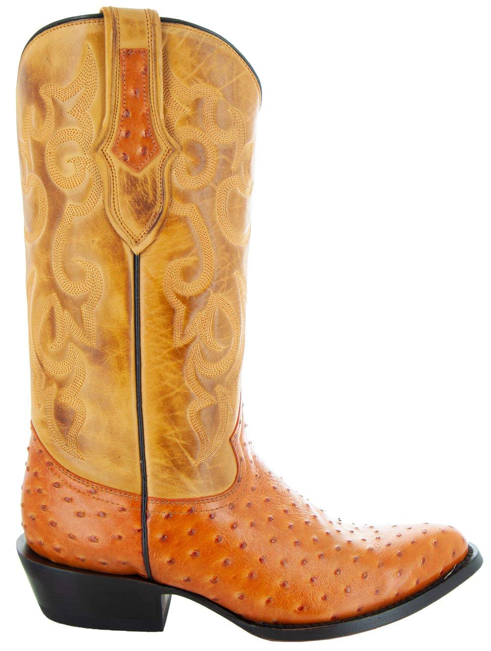 Soto Boots Men's Ostrich Print Cowboy Boots H7002 (Mantequilla, 11)