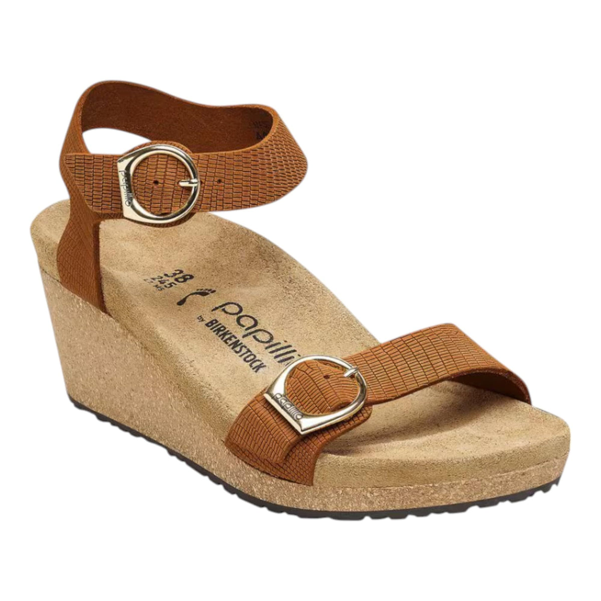 Birkenstock Papillio Soley Wedge Sandals (Embossed Burnt Orange, US Footwear Size System, Adult, Women, Numeric Range, Narrow, 6, 6.5)