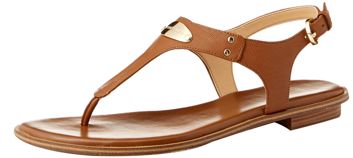 Michael Kors Womens Logo Plaque Leather Sandal