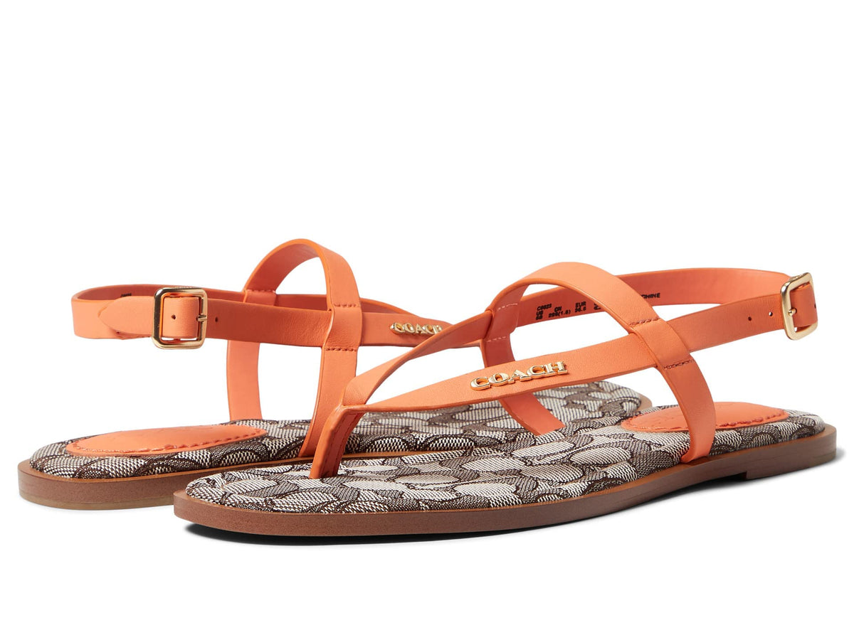 Coach Women's Josie Leather Sandals Orange 7 B - Medium