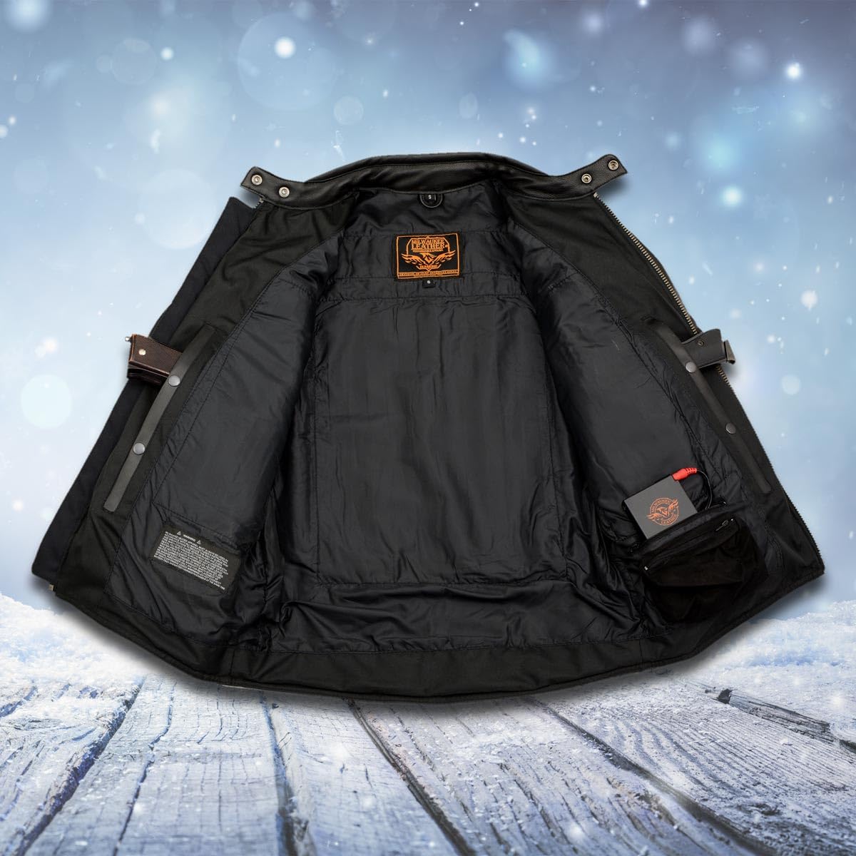 Milwaukee Leather Men's Standard MLM1513 Vented Scooter Jacket with Heated Technology, Black, Small