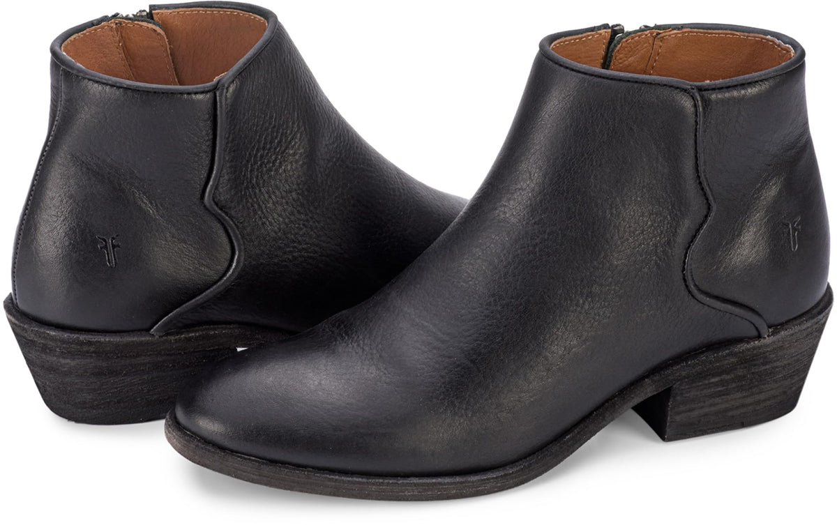 Frye Carson Piping Booties for Women Made from Soft Full-Grain Leather with Signature Western-Inspired Piping Detail and Supple Leather Lining – 4” Shaft Height, Black - Pallio - 9M