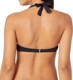 Michael Kors Iconic Solids Logo Ring Halter Bikini Top Black SM