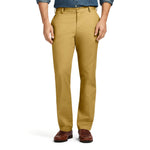 IZOD Men's American Chino Flat Front Slim Fit Pant, Khaki, 34W x 32L