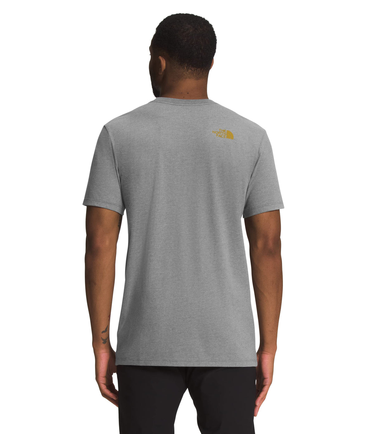 THE NORTH FACE Men's Short Sleeve Geo NSE Tee, TNF Meld Grey Heather/Mineral Gold, XX-Large