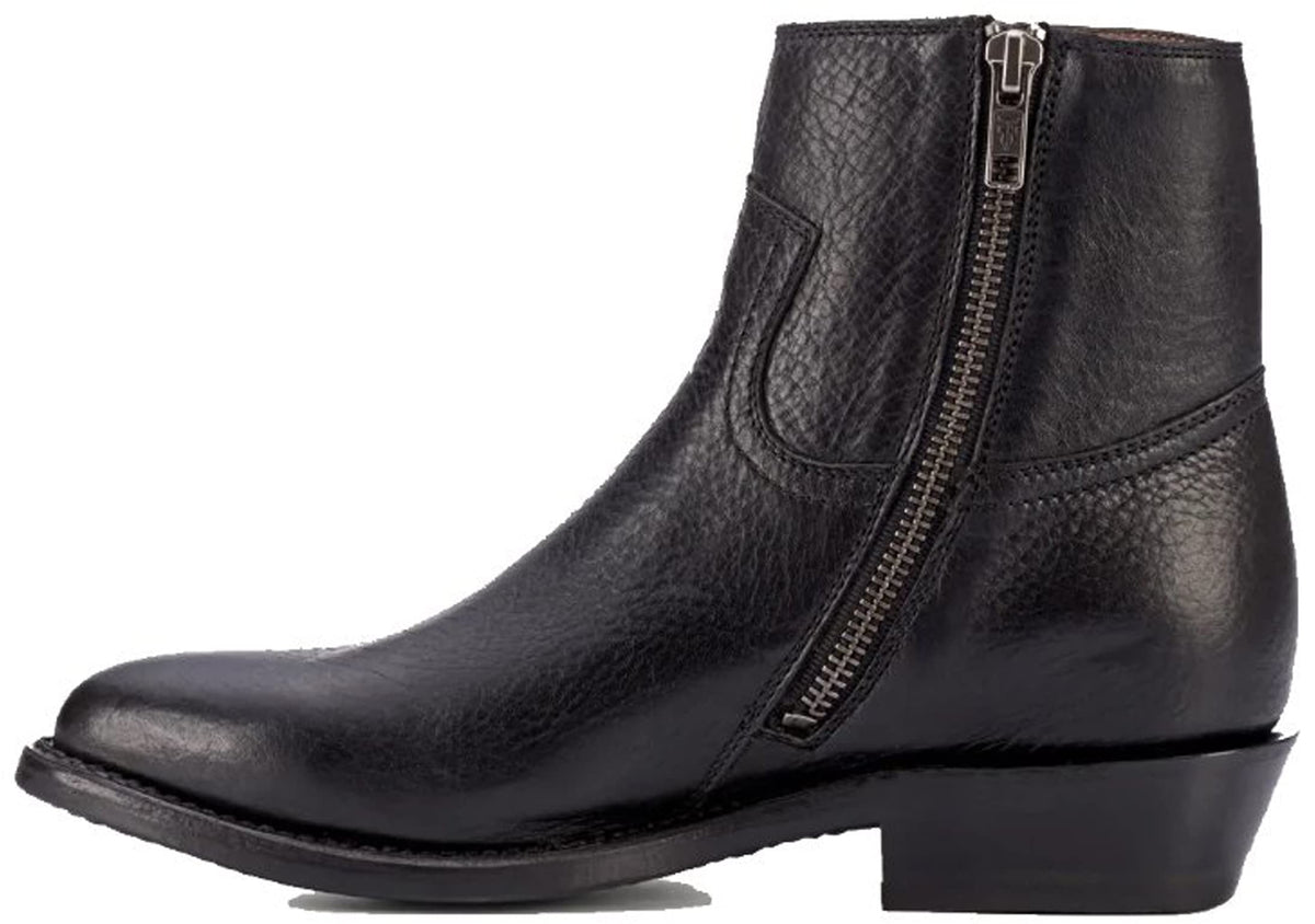 Frye Billy Inside Zip Booties for Women Crafted from Antiqued Pull-Up Leather with Wellington Stitchwork and Piping, Brass Hardware, and Inside Zipper – 5 ¾” Shaft Height, Black - 7.5M