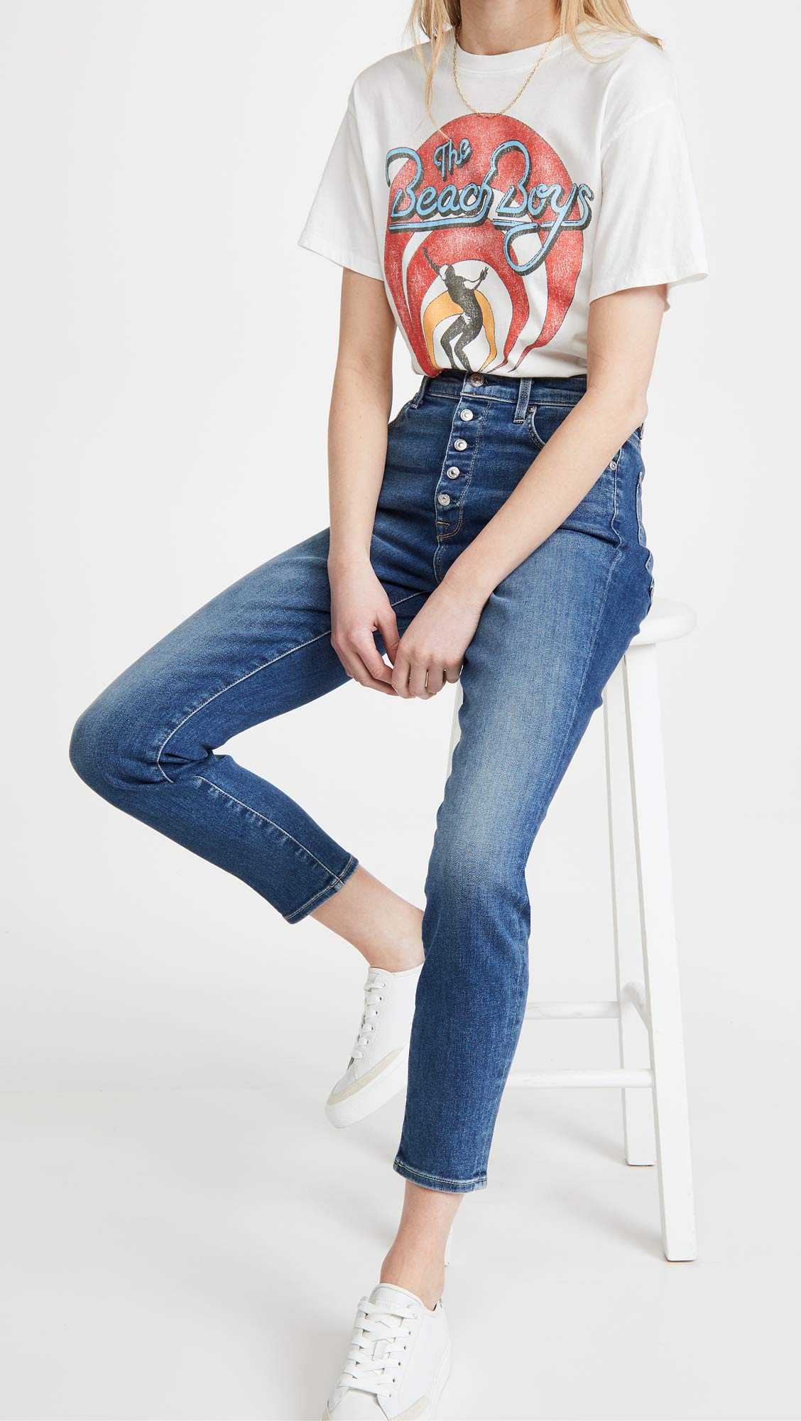 7 For All Mankind High-Waist Ankle Skinny Exposed Buttons in Stellar Stellar 33 28