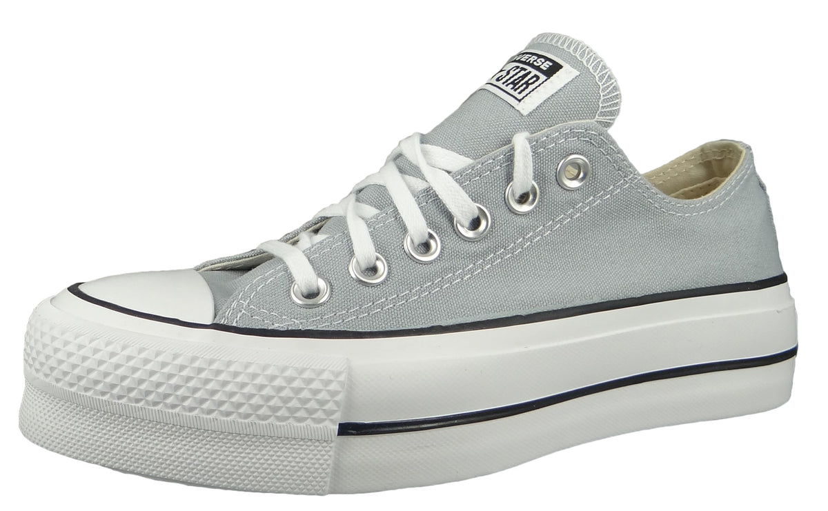 Converse Women's Seasonal Colour Platform Chuck Taylor All Star Low Top Wolf Grey/White/Black Womens 9