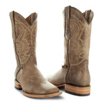 Soto Boots Mens Classic West Tan Broad Square Toe Cowboy Boot H50056 (Tan,13)