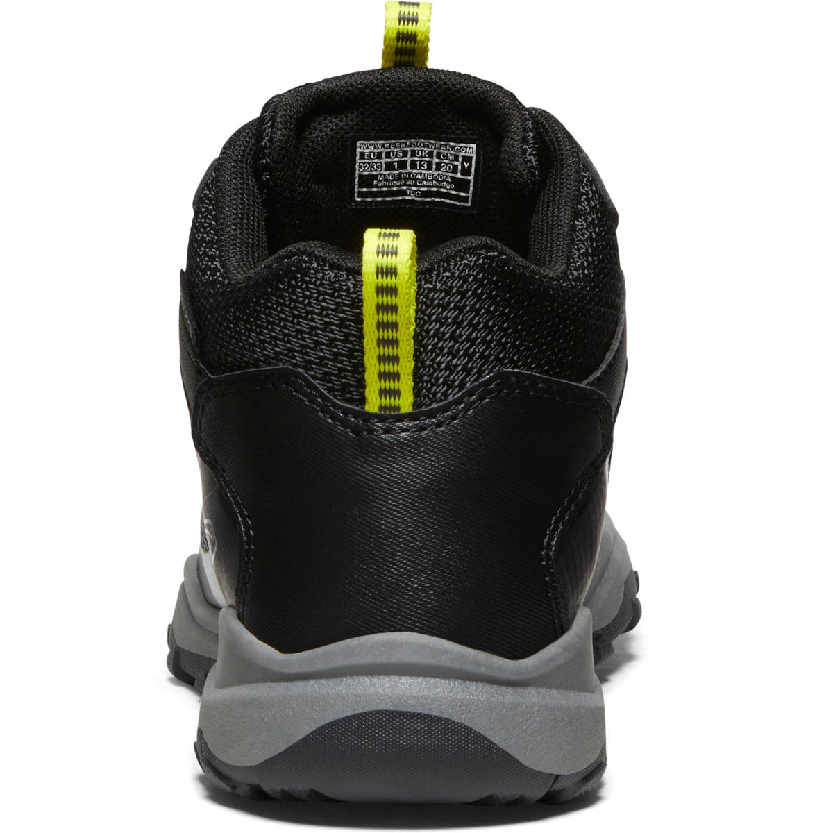 KEEN Wanduro Mid Height Waterproof Easy On Durable Sneaker Hiking Boots, Black/Silver, 1 US Unisex Big Kid