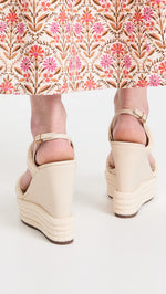 SCHUTZ Women's Leenah Wedge Sandals, Egg Shell, Tan, Off White, 7.5 Medium US