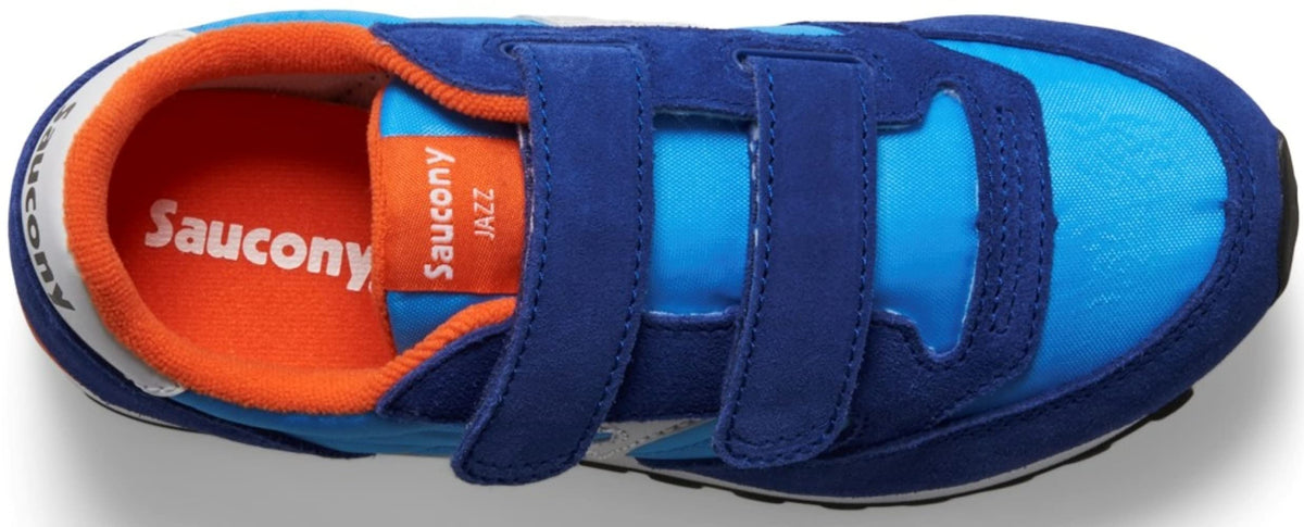 Saucony Jazz Double Hook & Loop Sneaker, Blue/Orange, 2 US Unisex Little Kid