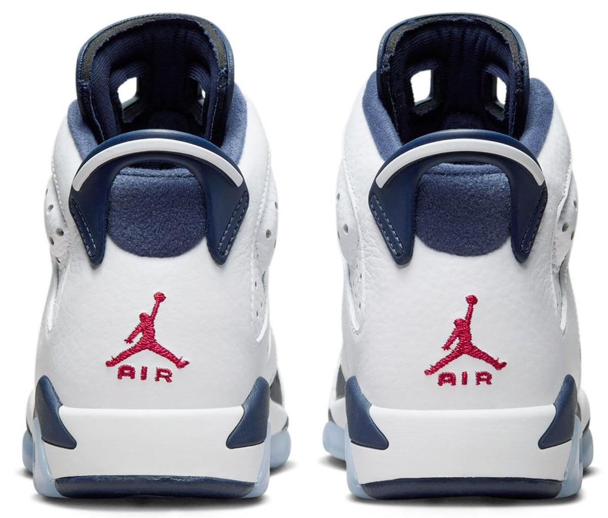 Air Jordan 6 Retro Big Kids' Shoes (384665-164, White/Midnight Navy/Varsity Red) Size 6.5