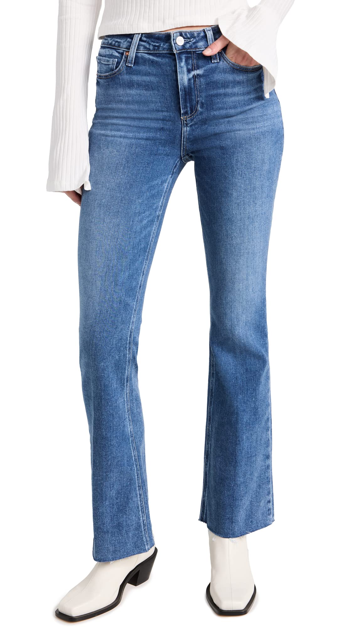 PAIGE Women's High Rise Laurel Canyon Jeans, Tapestry, Blue, 28