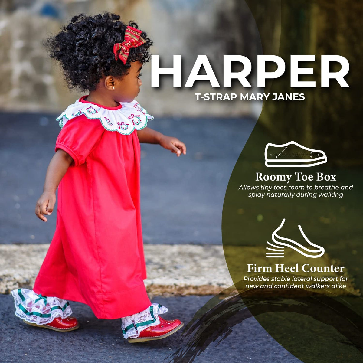 FOOTMATES Harper Mary Jane T-Strap Girls Flat Leather Walking Shoes with Custom-Fit Insoles, Slip-Resistant Non-Marking Outsoles - for Toddlers and Little Kids, Ages 1-8 2 Infant Black Patent