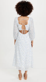 ASTR the label Women's Audette Dress, Blue White Ditsy, XS