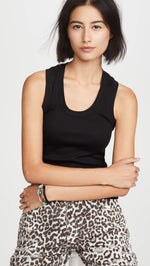Free People Women's U Neck Tank, Black, L