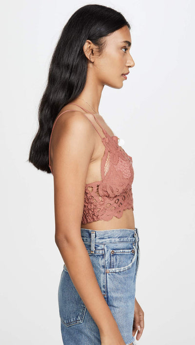 Free People Women's Adella Bralette, Copper, Metallic, L
