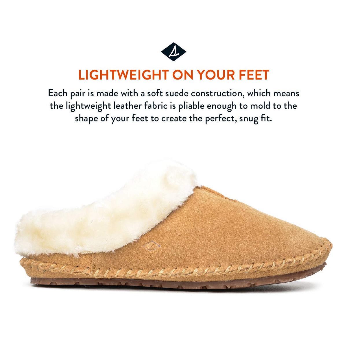 Sperry Women's Fur Trim Clog Slipper, 11, M, Cinnamon