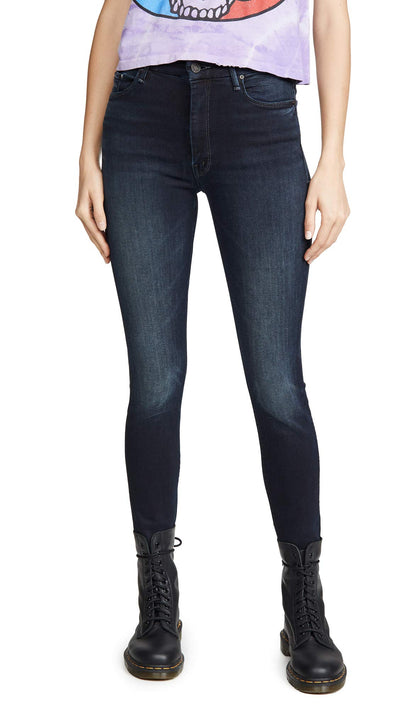 MOTHER Women's High Waisted Looker Ankle Fray Jeans, Last Call, Blue, 29