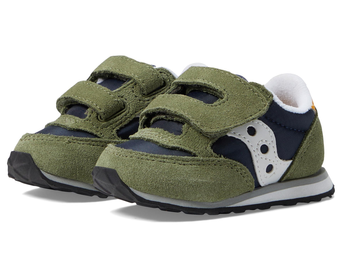 Saucony Boy's Original Jazz Hook & Loop (Toddler/Little Kid) Olive/Navy/Gold 8.5 Toddler M
