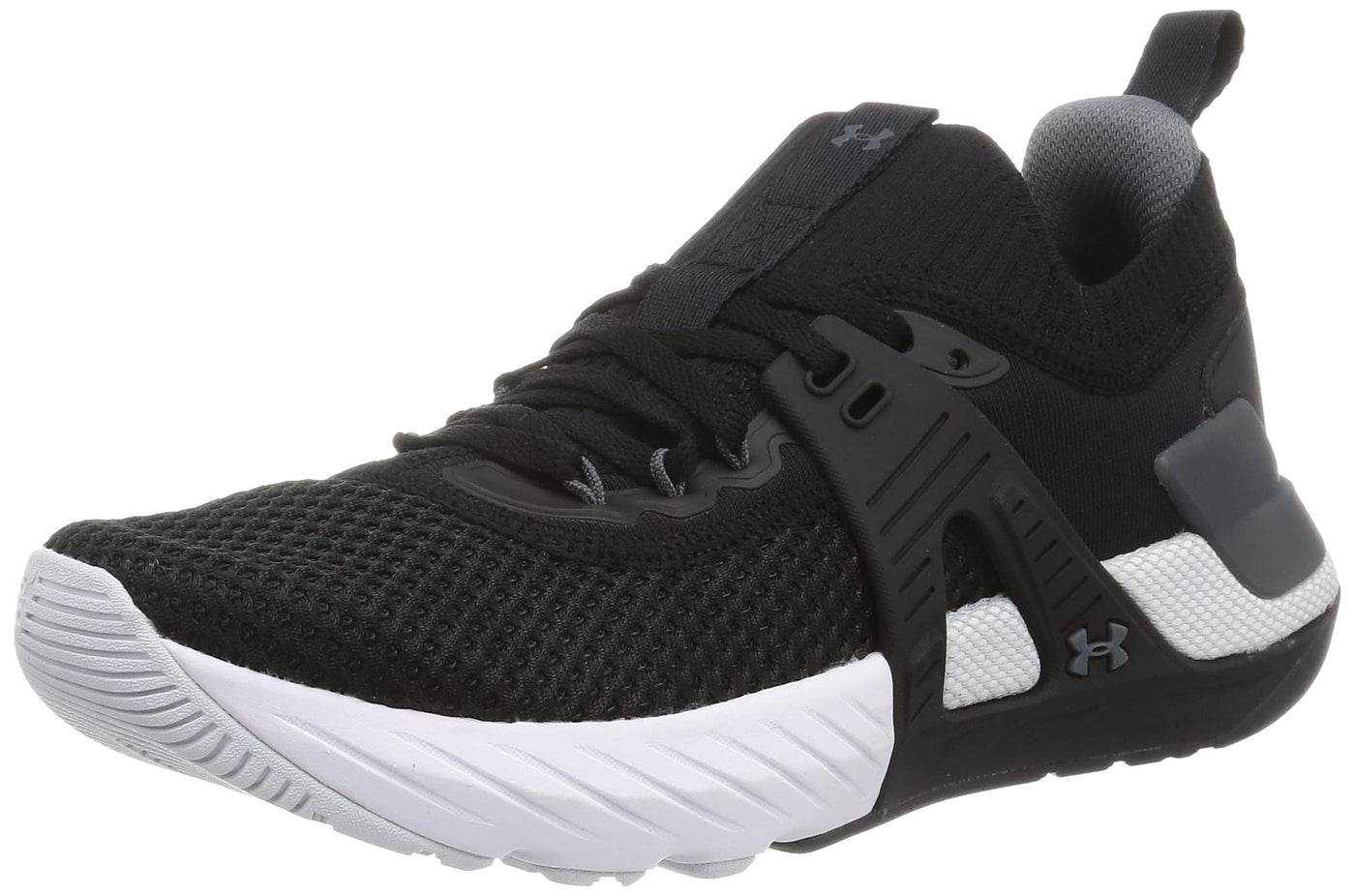 Under Armour Men's Project Rock 4 Training Shoe (11.5, Black/White, Numeric_11_Point_5)