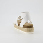 CUSHIONAIRE Women's Mandy Cork Espadrille Platform Sandal - Strappy Wedge with Arch Support, White 8