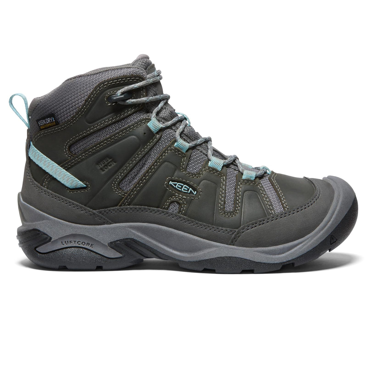 KEEN Women's Circadia Mid Height Comfortable Waterproof Hiking Boots, Steel Grey/Cloud Blue, 9 Wide