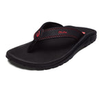 OLUKAI Ohana Boy's Beach Sandals, Quick-Dry Flip-Flop, Water Resistant & Lightweight, Extra Cushion & Comfort, Black/Sour Cherry, 9 10