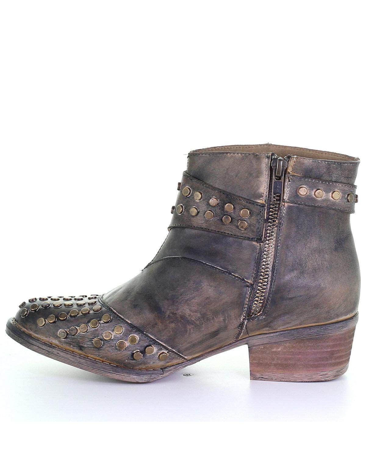 Circle G Women's Harness and Studs Fashion Booties Round Toe Black 7.5 M