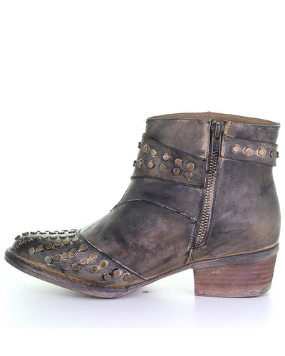 Circle G Women's Harness and Studs Fashion Booties Round Toe Black 7.5 M