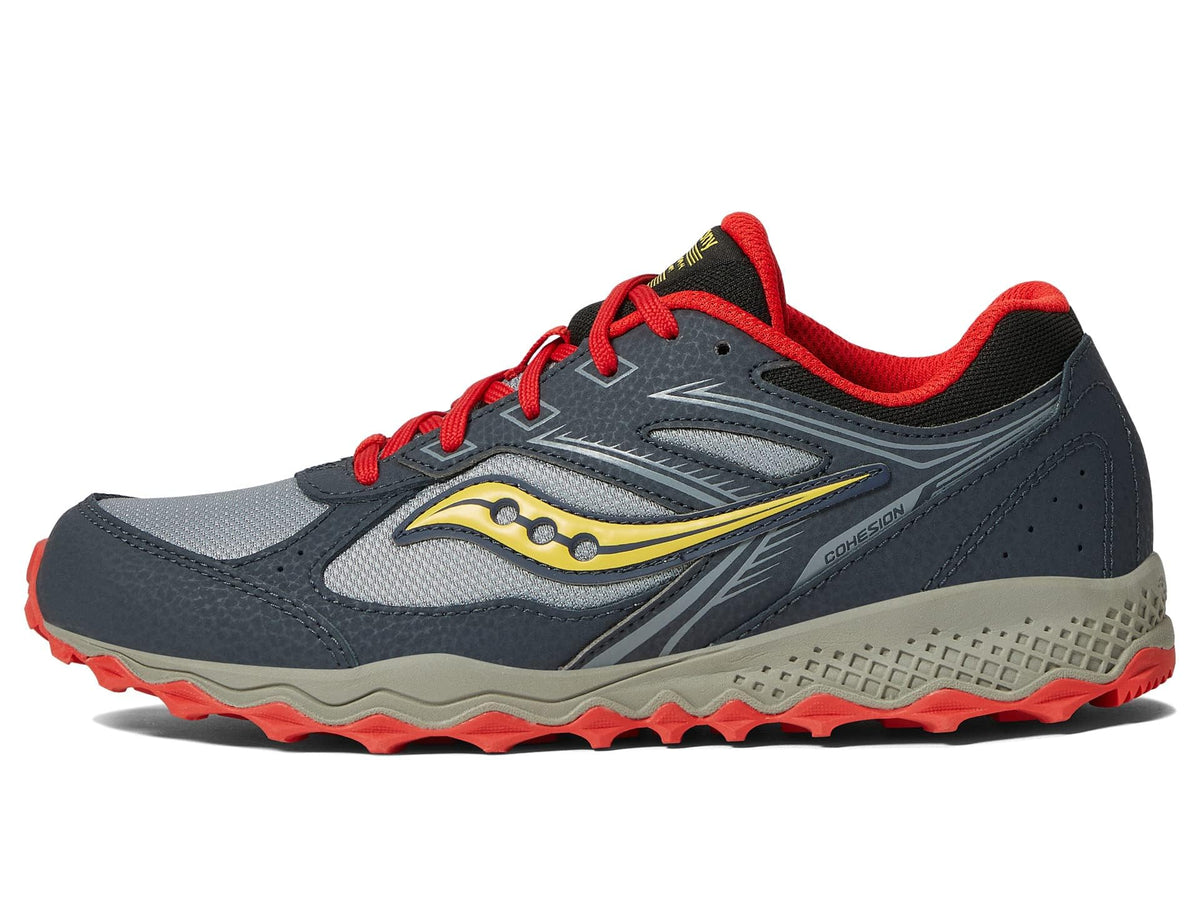 Saucony Cohesion TR14 Lace to Toe Trail Running Shoe, Navy/Grey/RED, 5.5 US Unisex Big Kid