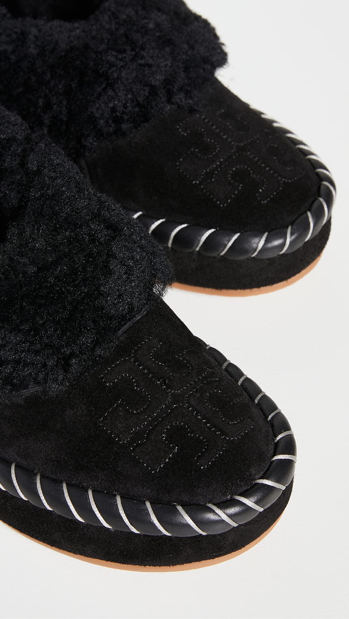 Tory Burch Women's Shearling Slippers, Perfect Black/Perfect Black, 10 Medium US