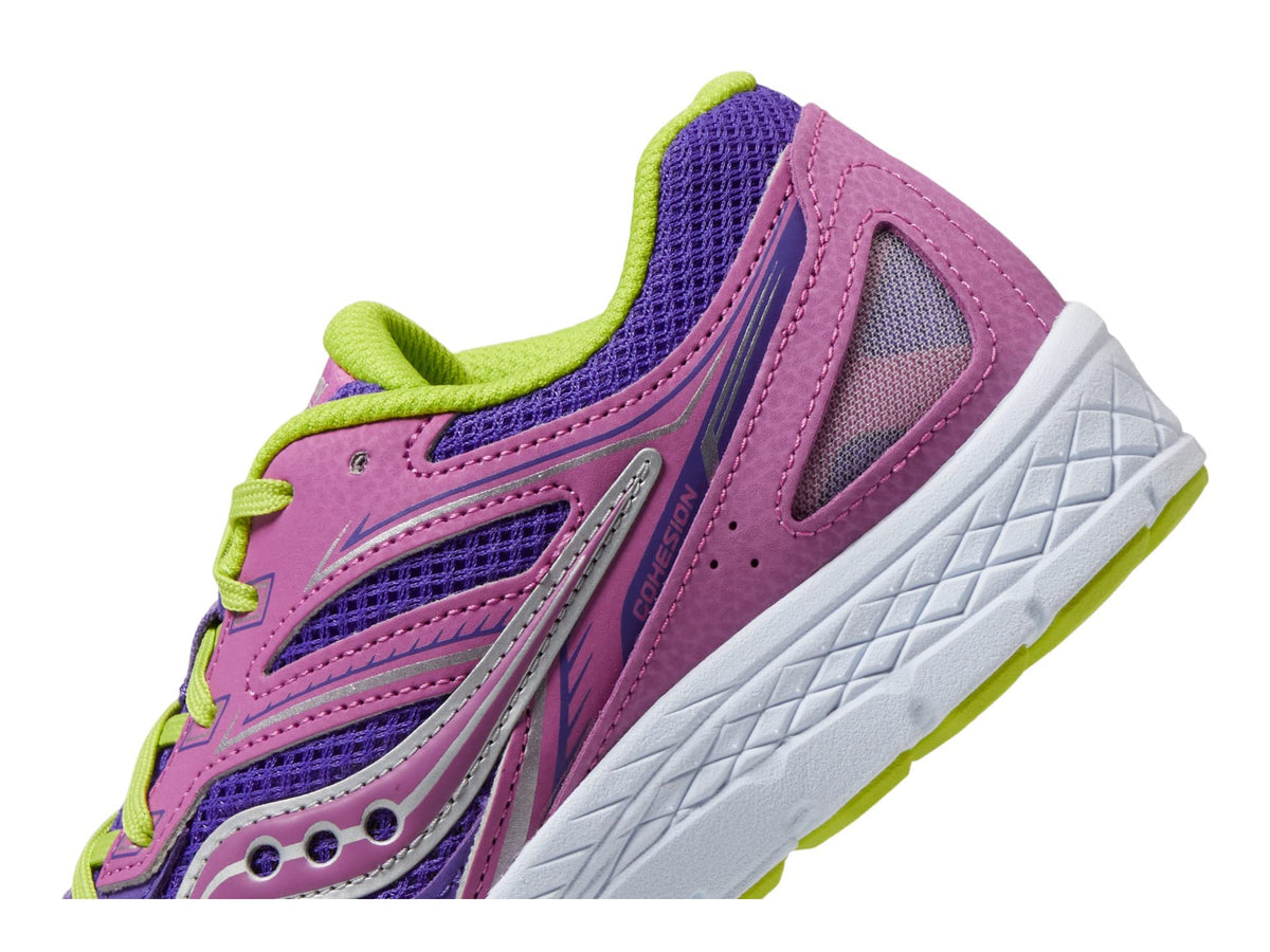 Saucony Cohesion 14 Lace to Toe Sneaker, Purple/Green, 1.5 US Unisex Big Kid
