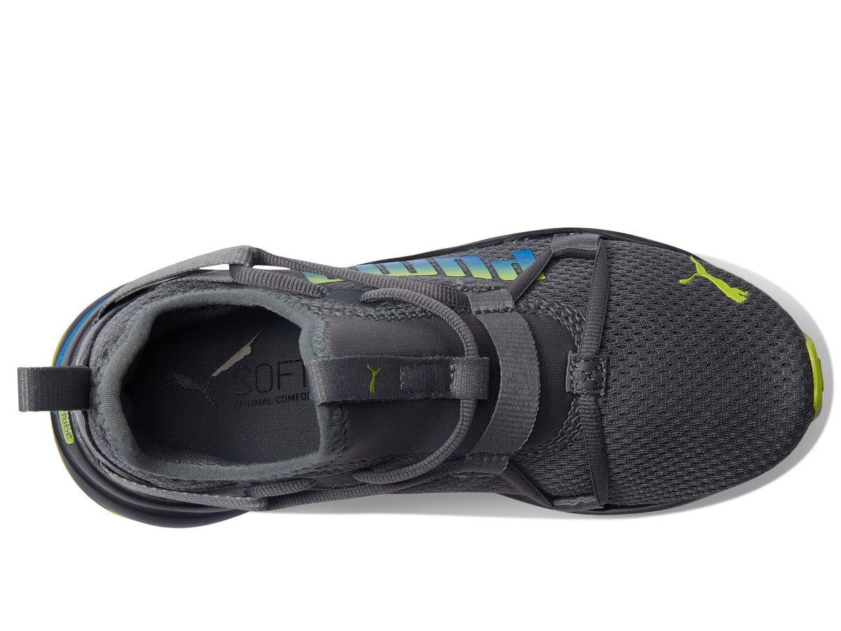 PUMA Softride Rift Slip-On Fade Logo (Big Kid) Castlerock/Limepunch 5.5 Big Kid M