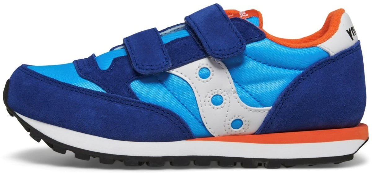 Saucony Jazz Double Hook & Loop Sneaker, Blue/Orange, 2 US Unisex Little Kid