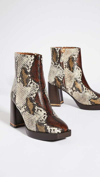 Tory Burch Women's Ruby 90mm Booties, Aspen Multi Printed Snake, 7 Medium US