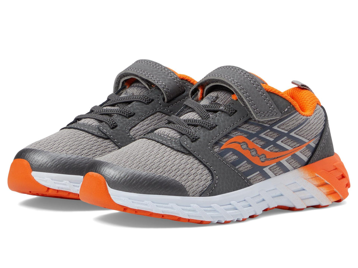 Saucony Wind Alternative Closure 2.0 Sneaker, Grey/Orange, 1 US Unisex Big Kid